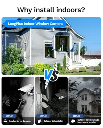 Window Camera with Night Vision, AI Smart Detection, 2-Way Audio, 24/7 Recording — Security Camera, LongPlus