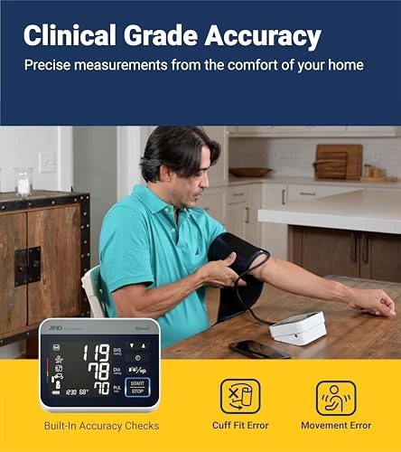 Precision Check Pro Blood Pressure Monitor for Home Use with Bluetooth - Wide Range Cuff, 4 Users, iOS & Android... — Blood Pressure Monitor, A&D Medical