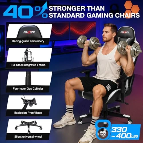 7-Point Massage Gaming Chair with Footrest — Smart Chairs, Douxlife