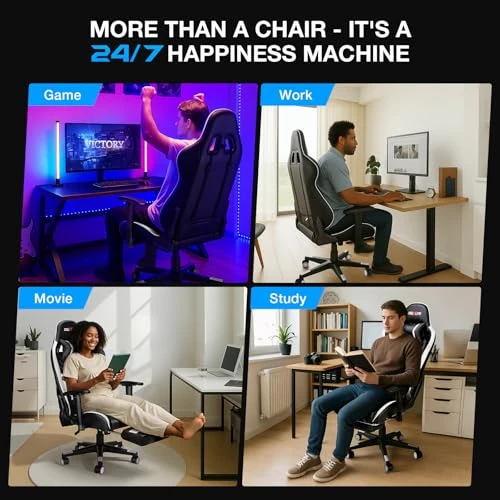 7-Point Massage Gaming Chair with Footrest — Smart Chairs, Douxlife