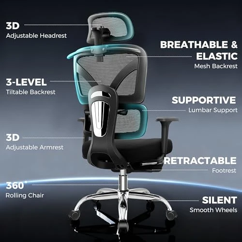 Ergonomic Office Chair with Footrest — Smart Chairs, TECHREST