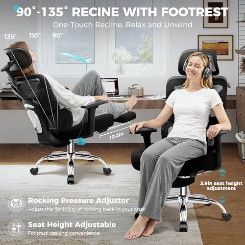 Ergonomic Office Chair with Footrest — Smart Chairs, TECHREST