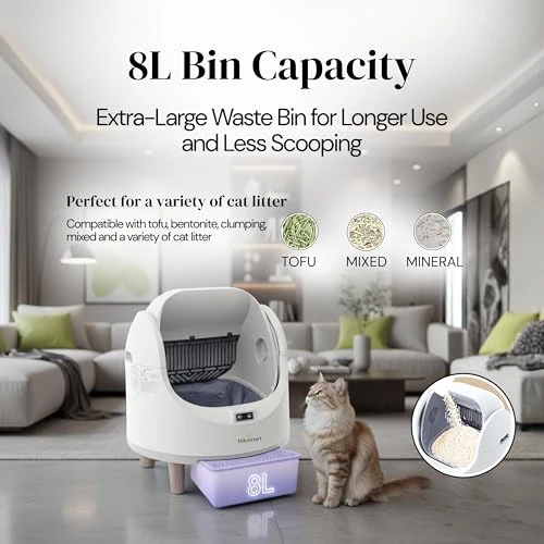 Open-Top Automatic Litter Box with App Control and Fragrance Dispenser — Self-Cleaning Litter Box, NIKOMART