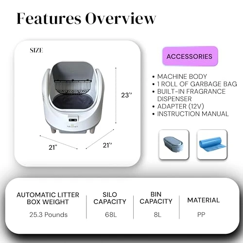 Open-Top Automatic Litter Box with App Control and Fragrance Dispenser — Self-Cleaning Litter Box, NIKOMART