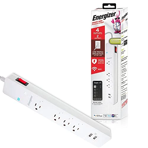 Smart Wi-Fi Power Strip with 4 Outlets and 2 USB Ports — Smart Plug, Energizer