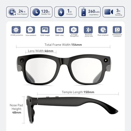AI Smart Glasses with 4K HD Camera, Bluetooth Calls, and Photochromic Lenses — Smart Glasses, Hugur