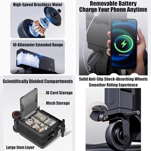 Smart Electric Ride-On Suitcase with USB Charging/Discharging and Combination Lock — Smart Luggage, FENGXCXY