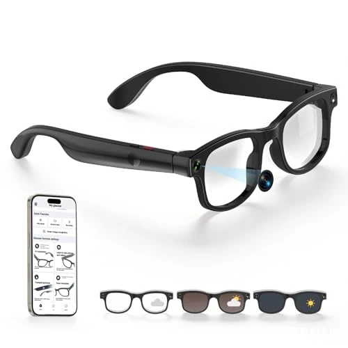 Smart Glasses with HD Camera, AI Assistant, AR Display, and Bone Conduction Speakers — Smart Glasses, UouNeaCo
