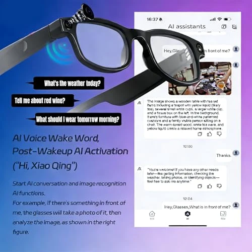 Smart Glasses with HD Camera, AI Assistant, AR Display, and Bone Conduction Speakers — Smart Glasses, UouNeaCo