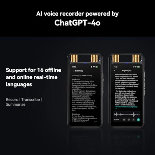 Voice Recorder with Transcription, Translation, and Touchscreen — Translator Device, Rpbznr