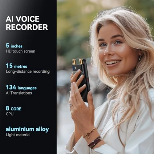 Voice Recorder with Transcription, Translation, and Touchscreen — Translator Device, Rpbznr