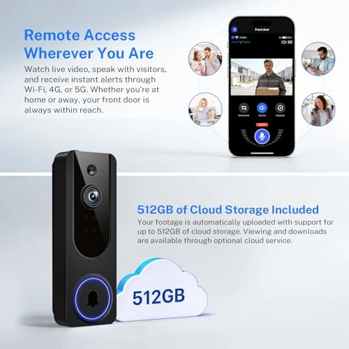 Wireless Doorbell Camera Video Intercom System with Indoor Visual Base Station — Video Doorbell, Daxadripo