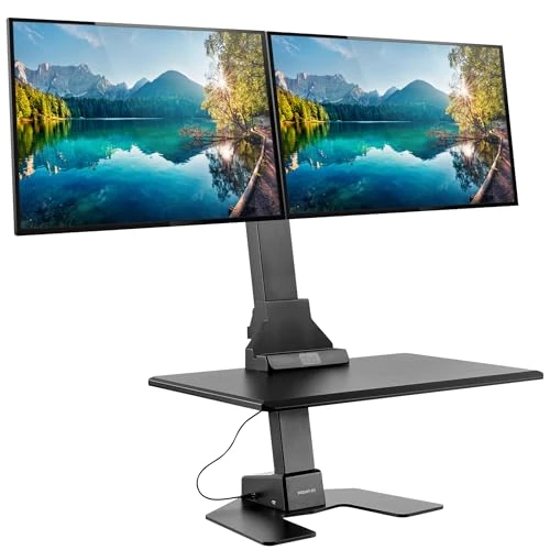 Double Monitor Electric Standing Desk Converter — Standing Desk, Mount-It!