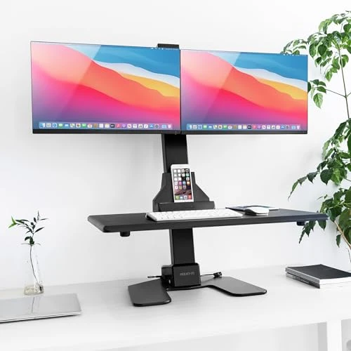 Double Monitor Electric Standing Desk Converter — Standing Desk, Mount-It!