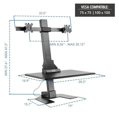 Double Monitor Electric Standing Desk Converter — Standing Desk, Mount-It!