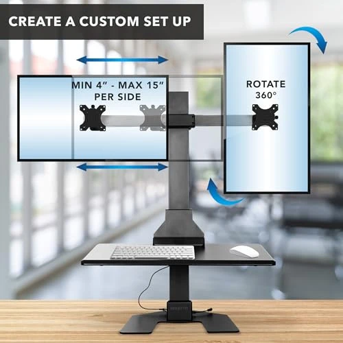 Double Monitor Electric Standing Desk Converter — Standing Desk, Mount-It!