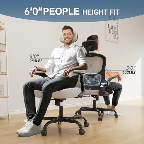Ergonomic Desk Chair with High Back, Flip-up Armrests — Smart Chairs, Synorla