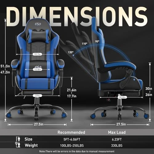 Ergonomic Gaming Chair with Massage Lumbar Support — Smart Chairs, HLDIRECT