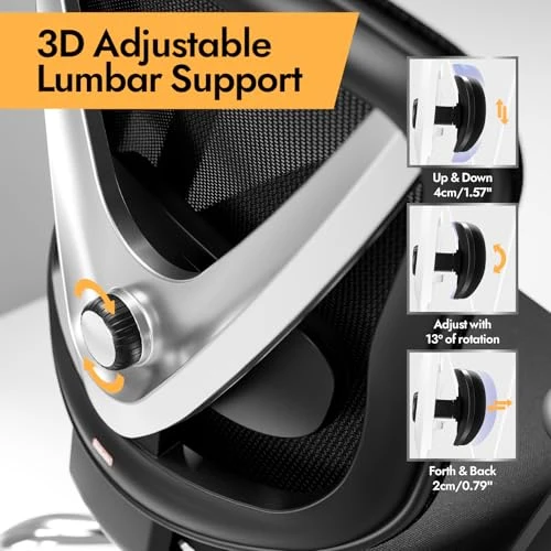 Ergonomic Mesh Office Chair with 3D Adjustable Lumbar Support and 3D Armrests — Smart Chairs, HOLLUDLE