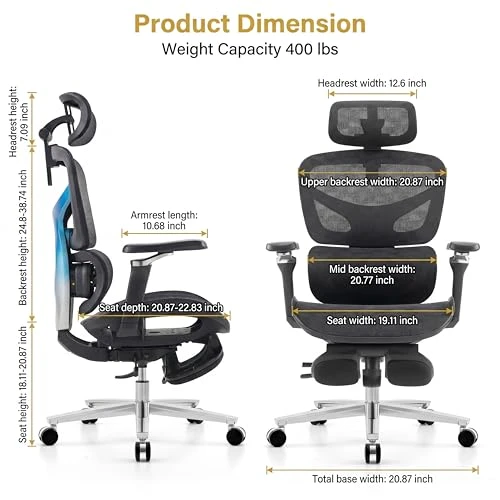 Ergonomic Office Chair with Footrest and Massage Lumbar Support — Smart Chairs, COTYFLY