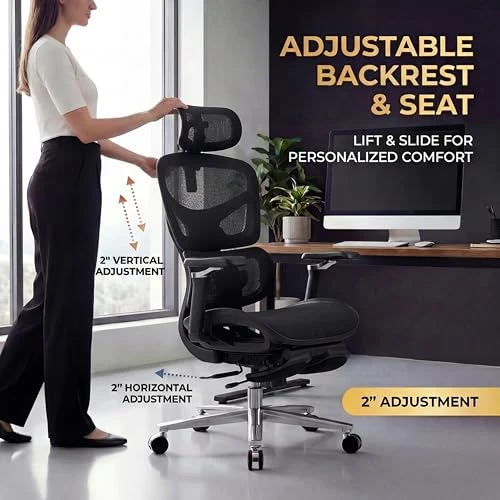 Ergonomic Office Chair with Footrest and Massage Lumbar Support — Smart Chairs, COTYFLY