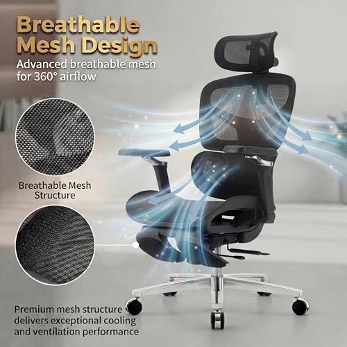 Ergonomic Office Chair with Footrest and Massage Lumbar Support — Smart Chairs, COTYFLY