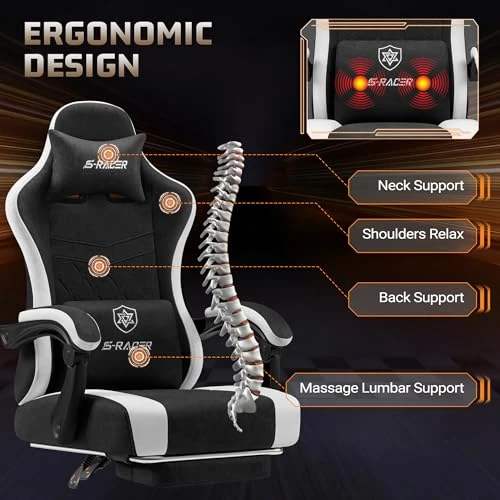 Gaming Chair with Massage & Footrest — Smart Chairs, Homall