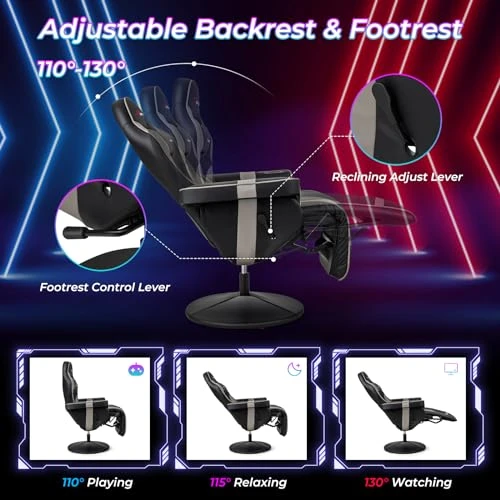 Gaming Chair with Massage, Reclining Backrest, and Retractable Footrest — Smart Chairs, Goplus