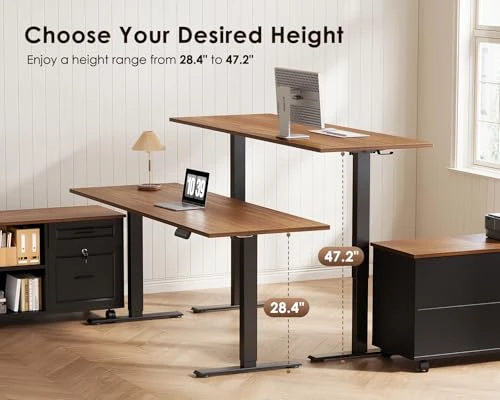 L Shaped Electric Standing Desk with Drawers & File Cabinet Sets — Standing Desk, OffiGo