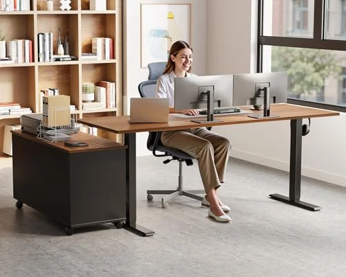L Shaped Electric Standing Desk with Drawers & File Cabinet Sets — Standing Desk, OffiGo