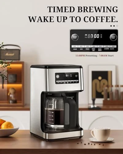 Programmable Drip Coffee Maker with Timer, Keep Hot Plate & Reusable Filter — Coffee Maker, Kismile