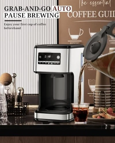 Programmable Drip Coffee Maker with Timer, Keep Hot Plate & Reusable Filter — Coffee Maker, Kismile