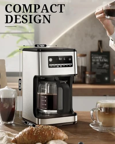 Programmable Drip Coffee Maker with Timer, Keep Hot Plate & Reusable Filter — Coffee Maker, Kismile