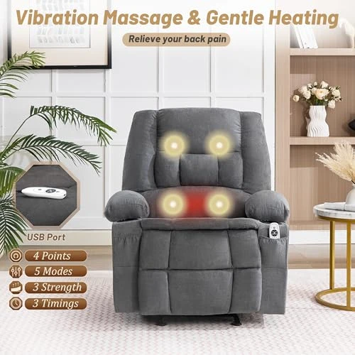 Rocker Recliner Chair with Massage and Heat — Massage Chairs, BIGGARSIT