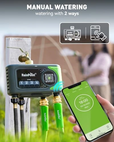 WiFi Sprinkler Timer 4 Zone — Irrigation System, RainPoint