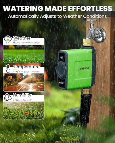 WiFi Water Timer for Garden Hose, Smart Sprinkler Controller — Irrigation System, RainPoint