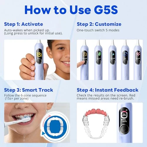 Kids Electric Toothbrush for Boys Teens with Smart Screen — Electric Toothbrush, SAKYPRORAL