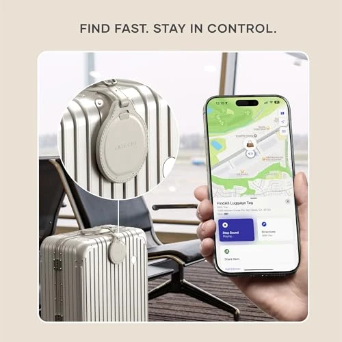 Smart Luggage Tag with Find My, TSA-Friendly, Airport Tracking, Left-Behind Alerts, Loud Audible Chime, Wireless... — Smart Luggage, Satechi