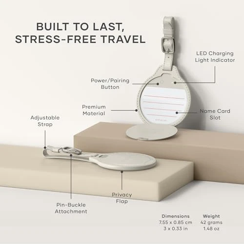 Smart Luggage Tag with Find My, TSA-Friendly, Airport Tracking, Left-Behind Alerts, Loud Audible Chime, Wireless... — Smart Luggage, Satechi