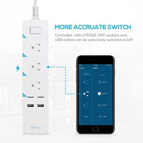 Smart Power Strip with Wi-Fi, Surge Protection, and Voice Control — Smart Plug, TORCHSTAR