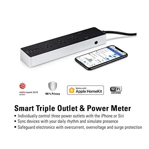 Smart Triple Outlet Strip with Power Meter — Smart Plug, EVE