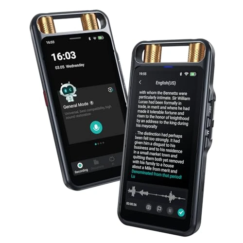 Voice Recorder with AI Transcription, Playback, and Translation — Translator Device, Rpbznr