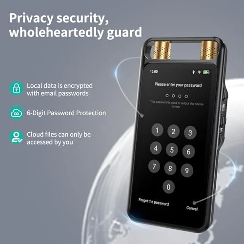 Voice Recorder with AI Transcription, Playback, and Translation — Translator Device, Rpbznr