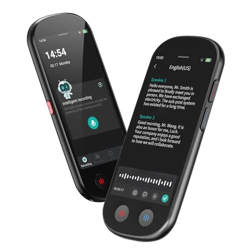 Voice Recorder with Playback, 80GB Memory, Real-Time Transcription and AI Summary — Translator Device, Mipeggy