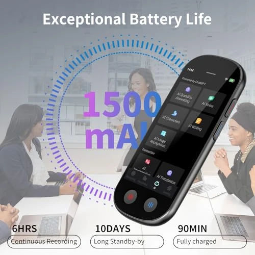 Voice Recorder with Playback, 80GB Memory, Real-Time Transcription and AI Summary — Translator Device, Mipeggy