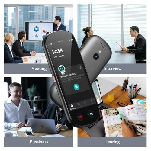 Voice Recorder with Playback, 80GB Memory, Real-Time Transcription and AI Summary — Translator Device, Mipeggy