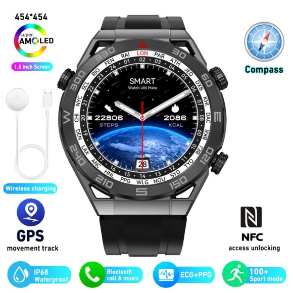 Smartwatch with ECG+PPG, NFC, Bluetooth Call, GPS Sports Tracking — Smart Watch, Tiktop2