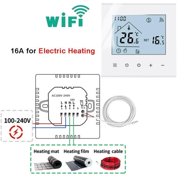 WiFi Thermostat for Electric/Water/Gas Boiler, Minco Thermostatic