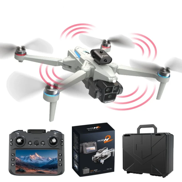 WiFi FPV Drone with 4.5-inch LCD Screen Controller, HD Dual Camera, Servo Gimbal, 360° Obstacle Avoidance, Brushless... — Drone, XKJ