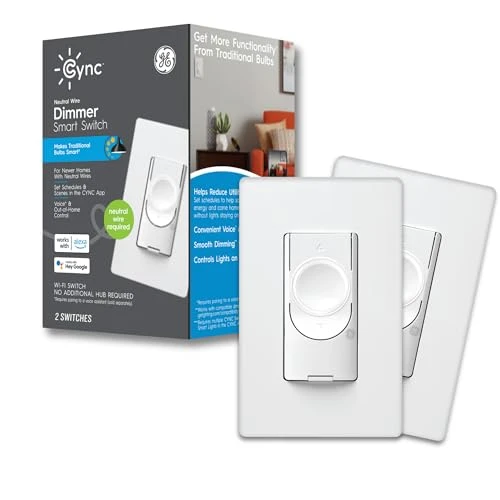Multi-Location White Wi-Fi Touchless Illuminated Light Switch — Smart Switch, Cync
